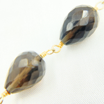 Load image into Gallery viewer, Smoky Quartz Pear Shape Gold Plated 925 Sterling Silver Wire Chain. SMQ16