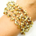 Load image into Gallery viewer, Yellow Opal Cluster Dangle Oxidized Wire Chain