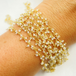 Load image into Gallery viewer, White Moonstone Cluster Dangle Gold Plated Wire Chain. WMS22