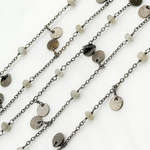 Load image into Gallery viewer, Labradorite and Dangle Disc Oxidized Wire Chain. LAB50