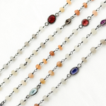 Load image into Gallery viewer, Multi Moonstone & Multi Stone Oxidized Wire Chain. MMS27