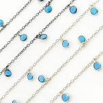 Load image into Gallery viewer, Blue Cubic Zirconia Round Shape Dangle Chain.