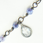 Load image into Gallery viewer, Coated Blue Moonstone & CZ Dangle Oxidized Wire Chain. CMS37