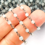 Load image into Gallery viewer, Aqua Blue gemstone Oxidized 925 Sterling Silver Wire Chain. AQU2