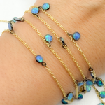 Load image into Gallery viewer, Created Blue Opal Round Shape Dangle Chain. CBO1