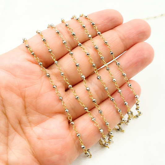 Pyrite Gold Plated Wire Wrap Chain