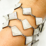 Load image into Gallery viewer, White Moonstone Fancy Shape Bezel Chain. WMS3
