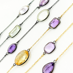 Load image into Gallery viewer, Multi Gemstone Organic Shape Connected Wire Chain. MGS7