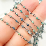 Load image into Gallery viewer, Chrysocolla and C.Z. Oxidized Wire Chain. CSO7