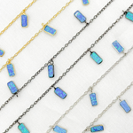 Load image into Gallery viewer, Created Blue Opal Rectangular Shape Dangle Chain. CBO6