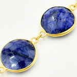 Load image into Gallery viewer, Dyed Sapphire Round Shape Bezel Gold Plated Wire Chain. SAP13
