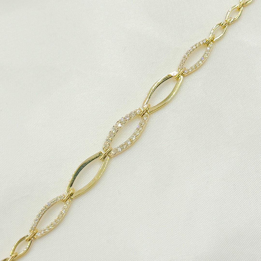 14k Solid Gold Diamond Oval Bracelet. BR402612