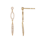 Load image into Gallery viewer, EFE53677. 14K Solid Yellow Gold Diamonds Dangle Earrings