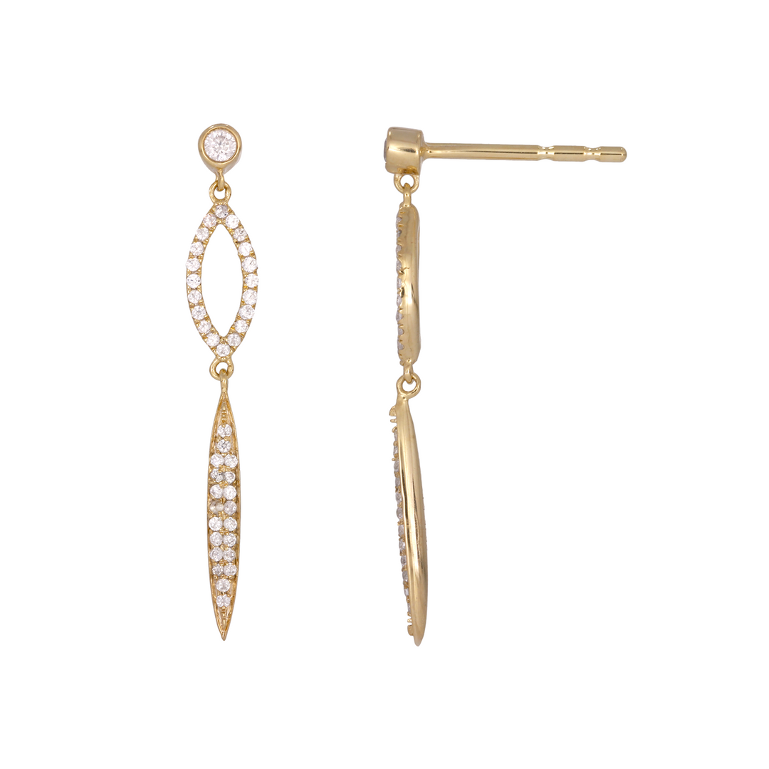EFE53677. 14K Solid Yellow Gold Diamonds Dangle Earrings