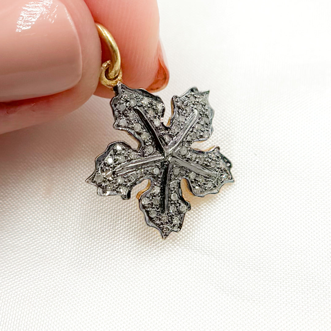 DC442. Diamond Sterling Silver Leaf Pendant