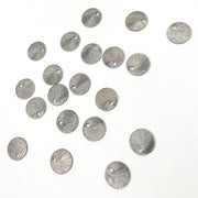 Black Rhodium Sterling Silver Brushed Round Flat Disc Charm with a Single Hole
