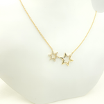 Load image into Gallery viewer, 14k Solid Gold Diamond Stars Cable Link Necklace. NFC71186
