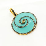 Load image into Gallery viewer, DP685A. Diamond Sterling Silver Round Spiral Enamel Pendant
