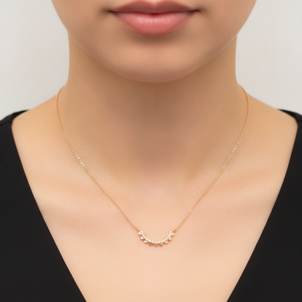 NFA72316. 14K Solid Yellow Gold Diamond Fancy Necklace