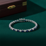 Load image into Gallery viewer, BTQ65027. 14k Solid Gold Diamond and Blue Sapphire Bracelet