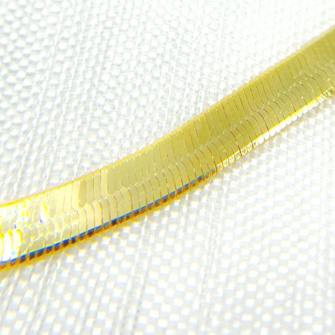 040G2CPY42001_BRACELET. 14K Solid Gold Herringbone Bracelet