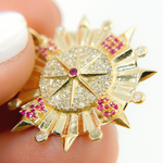 Load image into Gallery viewer, 14K Gold Circle Compass Charm with Diamonds and Stones. KG132
