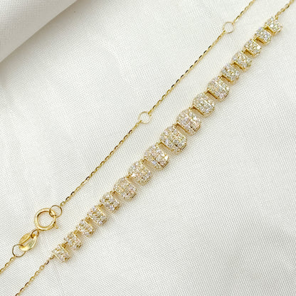 NK401351. 14K Solid Gold Diamond Rectangles Necklace
