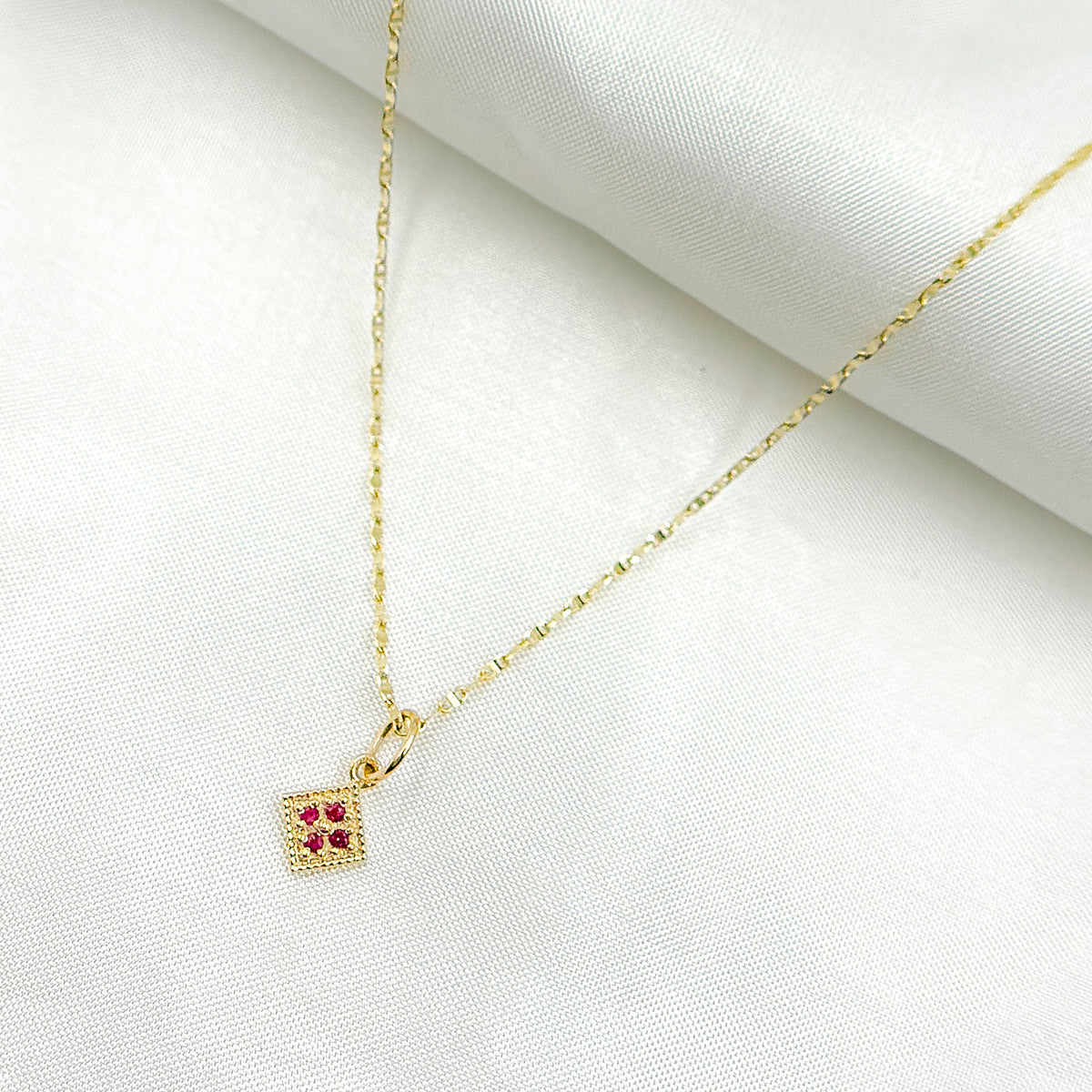 GDP512. 14k Solid Gold Diamond Square Charm