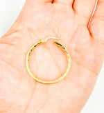 Load image into Gallery viewer, GER2. 14K Solid Gold Textured Hollow Hoops Earrings