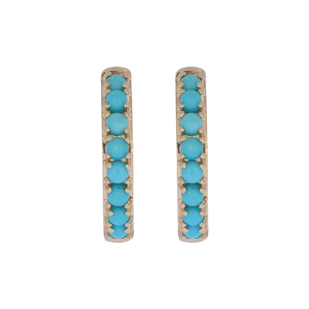 EHZ57733TQ. 14K Solid Gold Turquoise Hoops