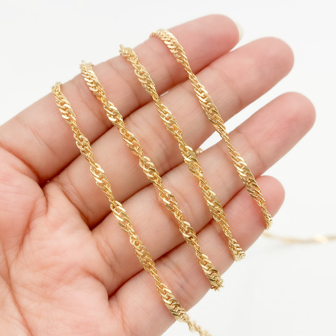 V318GF. 14K Gold Filled Twisted Singapore Unfinished Chain