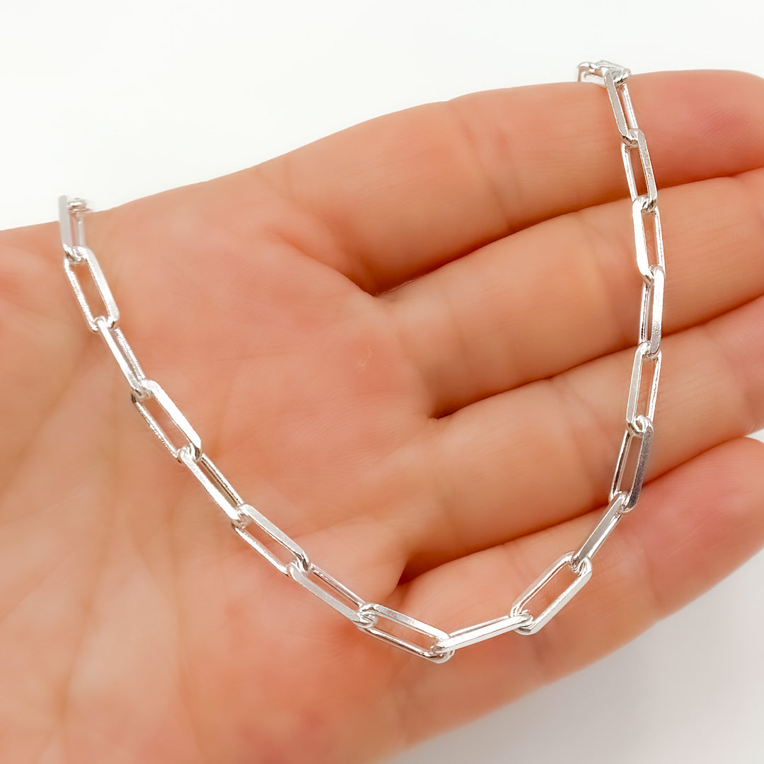 Sterling Silver Diamond Cut Paperclip Necklace
