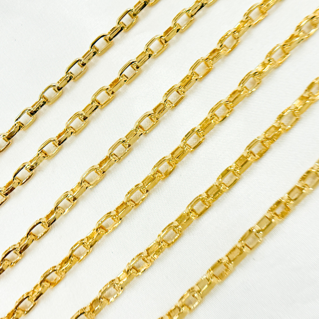 642506GP. Gold Plated Sterling Silver Flat Box Chain