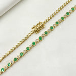 Load image into Gallery viewer, 14K Solid Gold Emerald and Diamond Necklace. NFM70972EM
