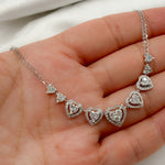 Load image into Gallery viewer, 14K Solid White Gold Diamond Hearts Necklace. NK113052
