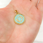 Load image into Gallery viewer, DP611A. Diamond Sterling Silver Pisces Round Zodiac Enamel Pendant
