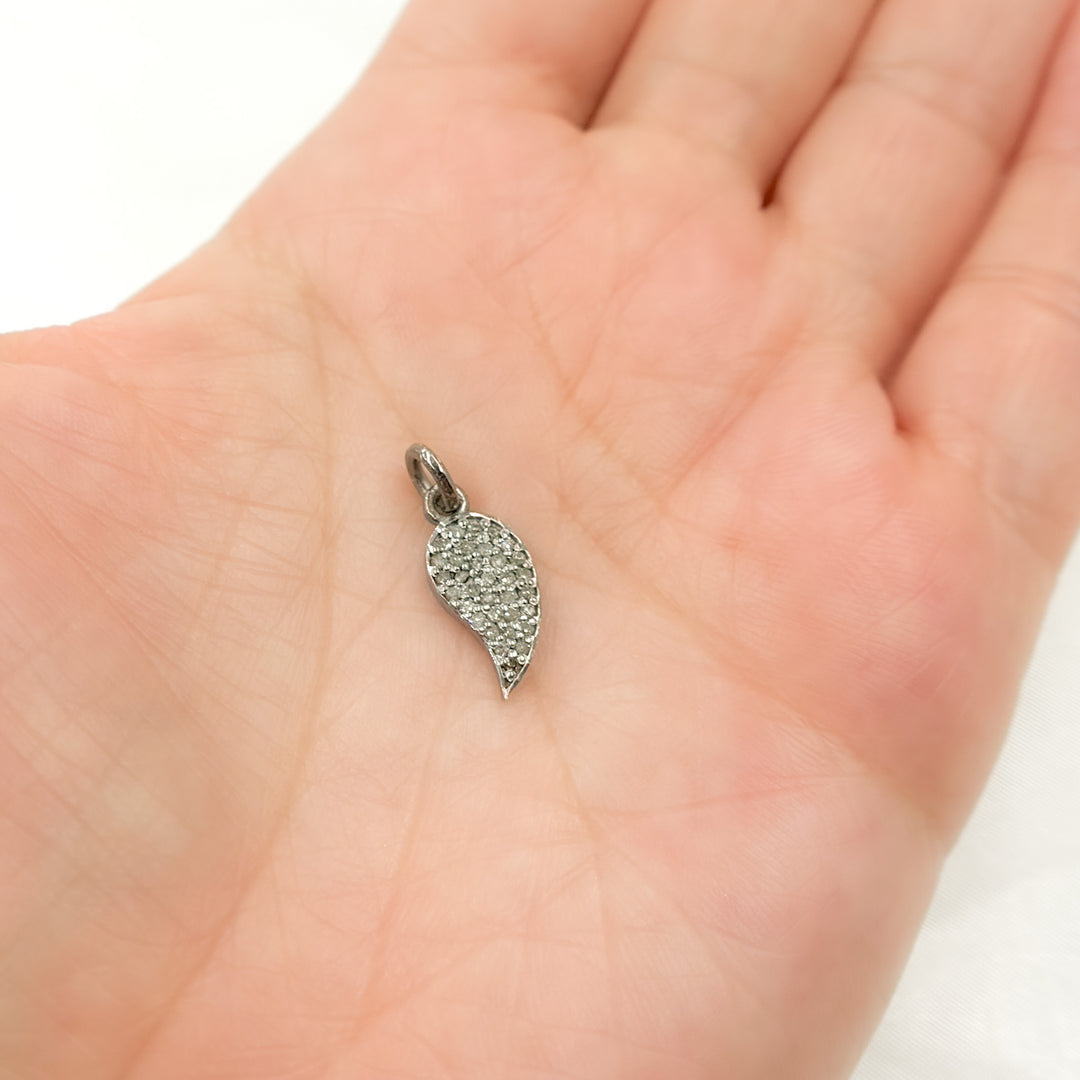 DC894. Diamond Sterling Silver Leaf Charm