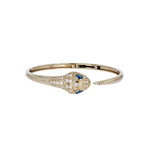Load image into Gallery viewer, BNL68609BS. 14K Solid Yellow Gold Diamond and Blue Sapphire Snake Bangle