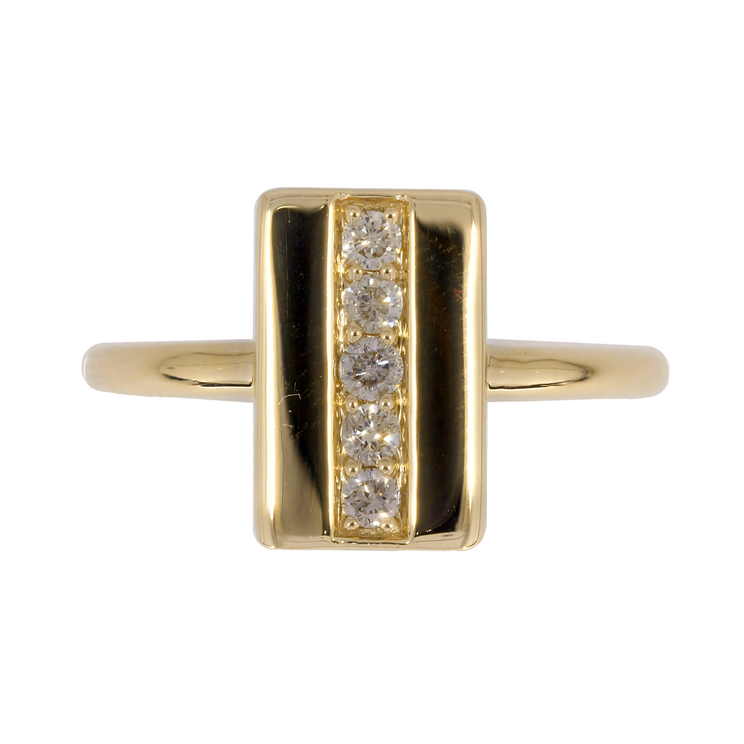 RFC18863. 14K Solid Yellow Gold Diamond Rectangle Ring