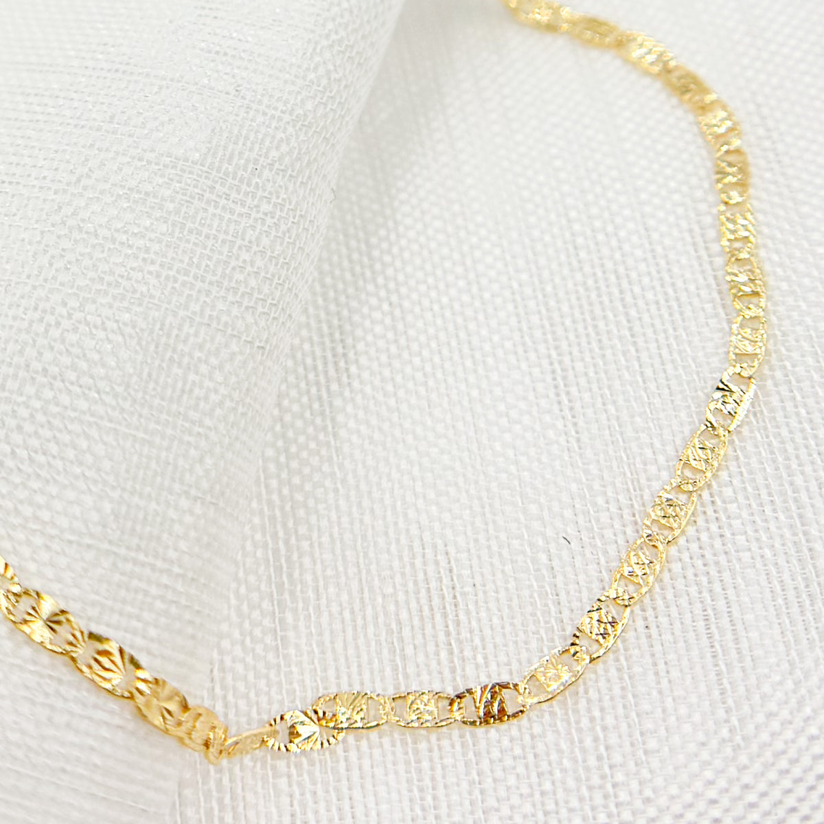 040FVAV1BPS2D4L669Bracelet. 14k Solid Yellow Gold Diamond Cut Marina Link Bracelet