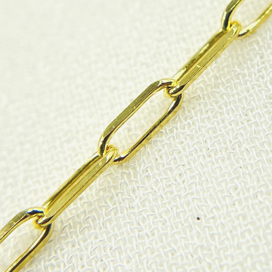 050FVACLT5byFT. 14k Solid Yellow Gold Diamond Cut Paperclip Link Chain by Foot