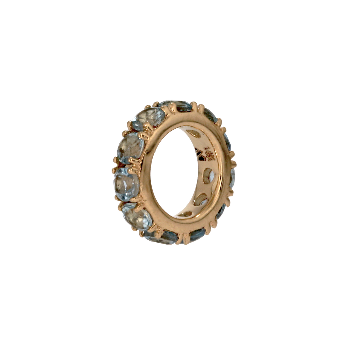 CMZ00096. 14K Solid Gold Gemstone Round Ring Slider
