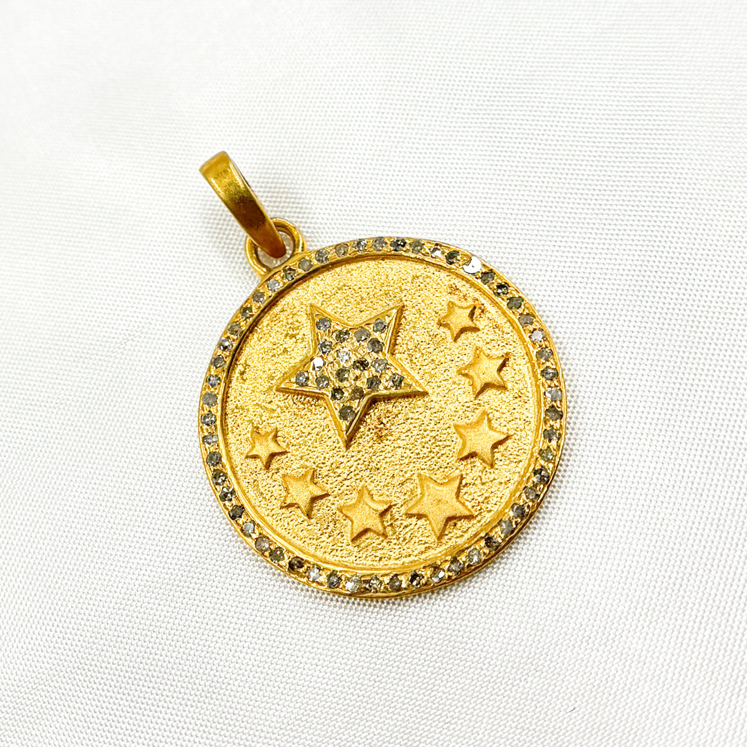 DP517. Diamond Sterling Silver Round Star Pendant