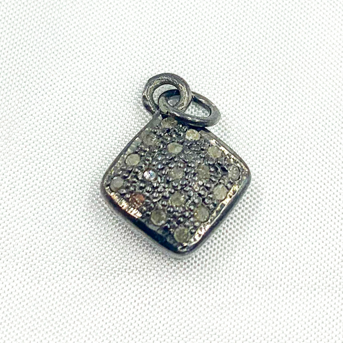 DC163. Diamond Sterling Silver Square Charm
