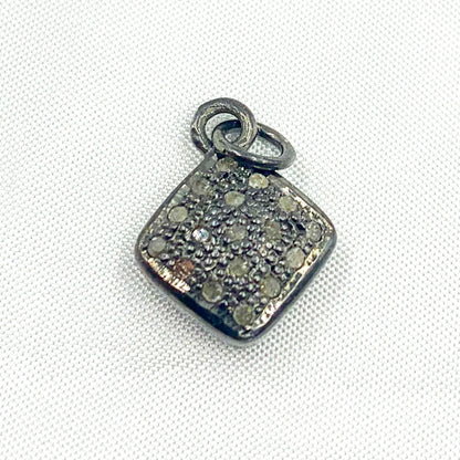 DC163. Diamond Sterling Silver Square Charm