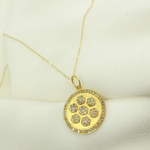 Load image into Gallery viewer, 14K Solid Gold Circle Charm with Diamonds. GDP130
