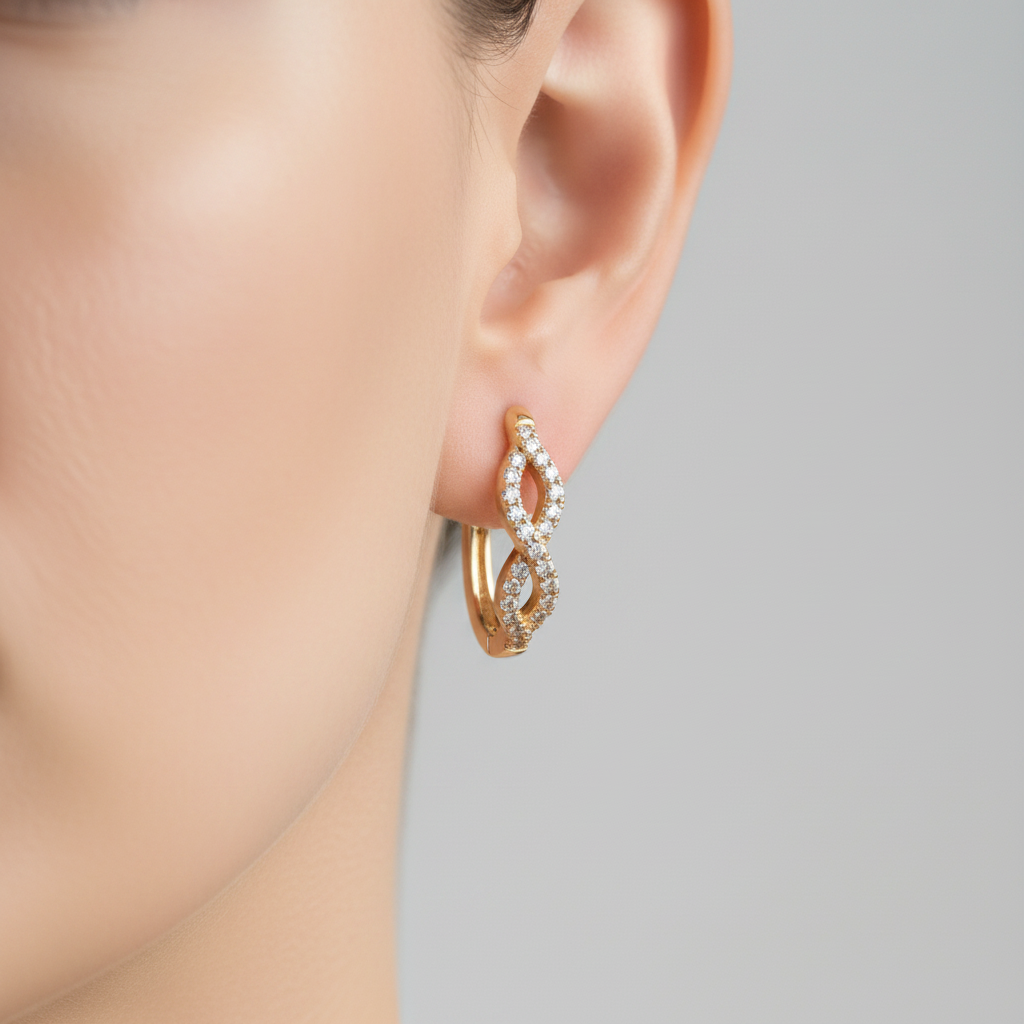 EHC57630. 14K Solid Gold Diamond Fancy Hoops
