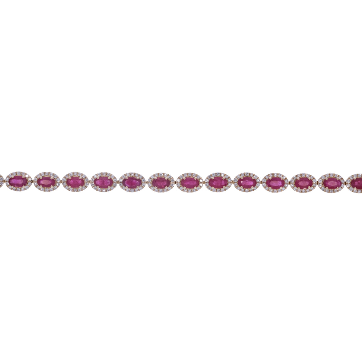 CB974045X3. 14K Solid Gold Diamond and Gemstone Oval Bracelet