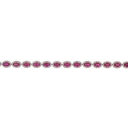 CB974045X3. 14K Solid Gold Diamond and Gemstone Oval Bracelet