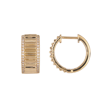14K Yellow Gold Diamond Hoop Earrings